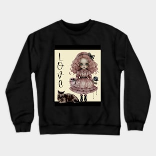 Love - spooky girl and kitty Crewneck Sweatshirt